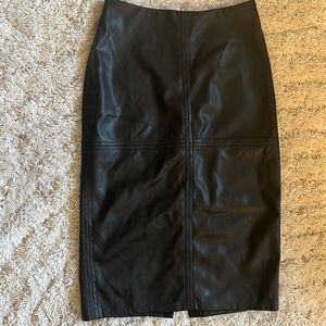 Leather midi pencil skirt